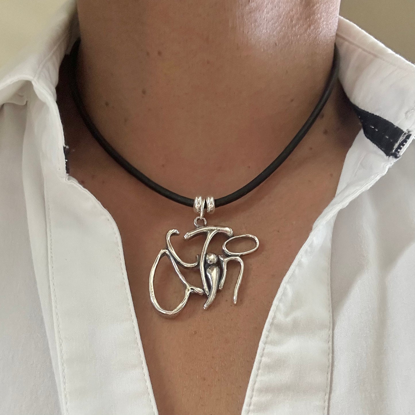 ACTION - Sterling Silver with Leather Necklace