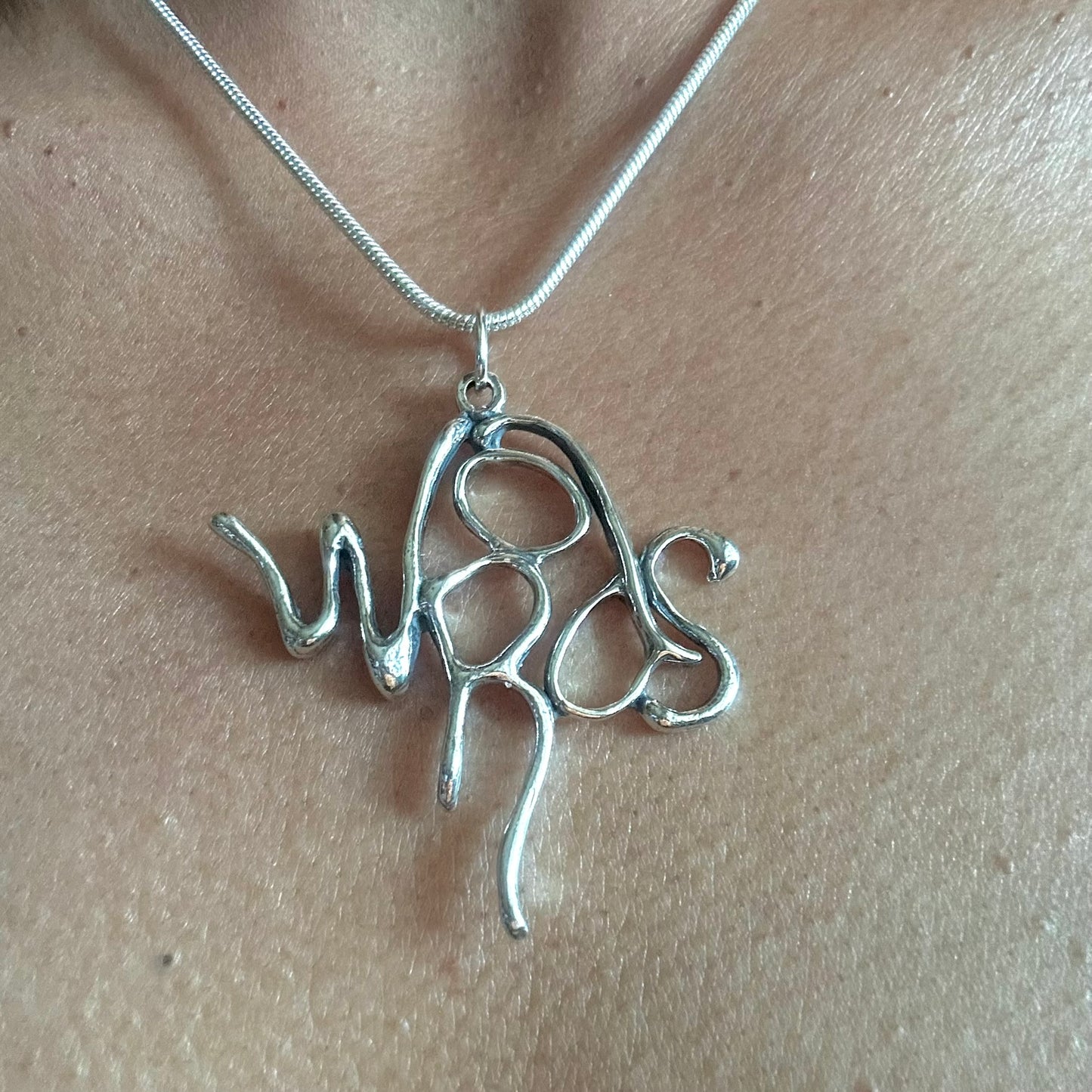 Words - Sterling Silver with Leather Necklace