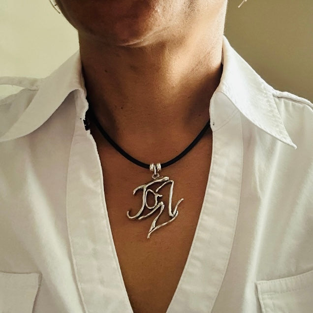 Jazz - Sterling Silver with Leather Necklace