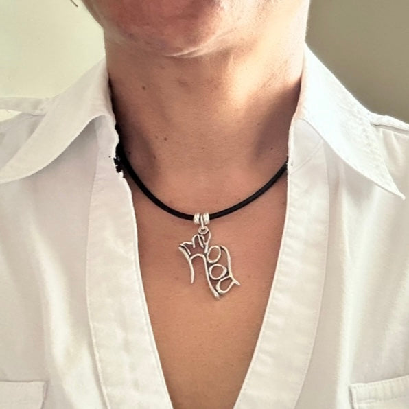 My hood - Sterling Silver with Leather Necklace