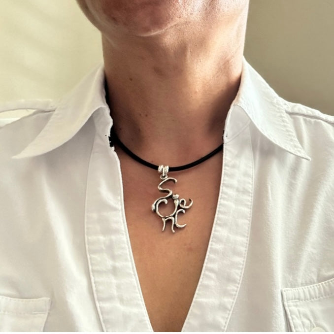 Science - Sterling Silver with Leather Necklace