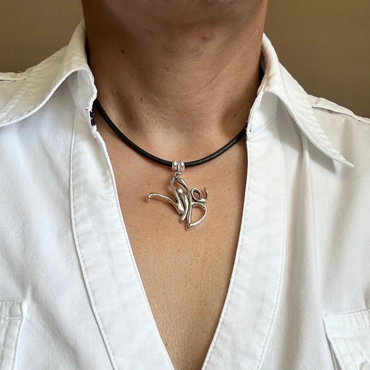 Vibe - Sterling Silver with Leather Necklace