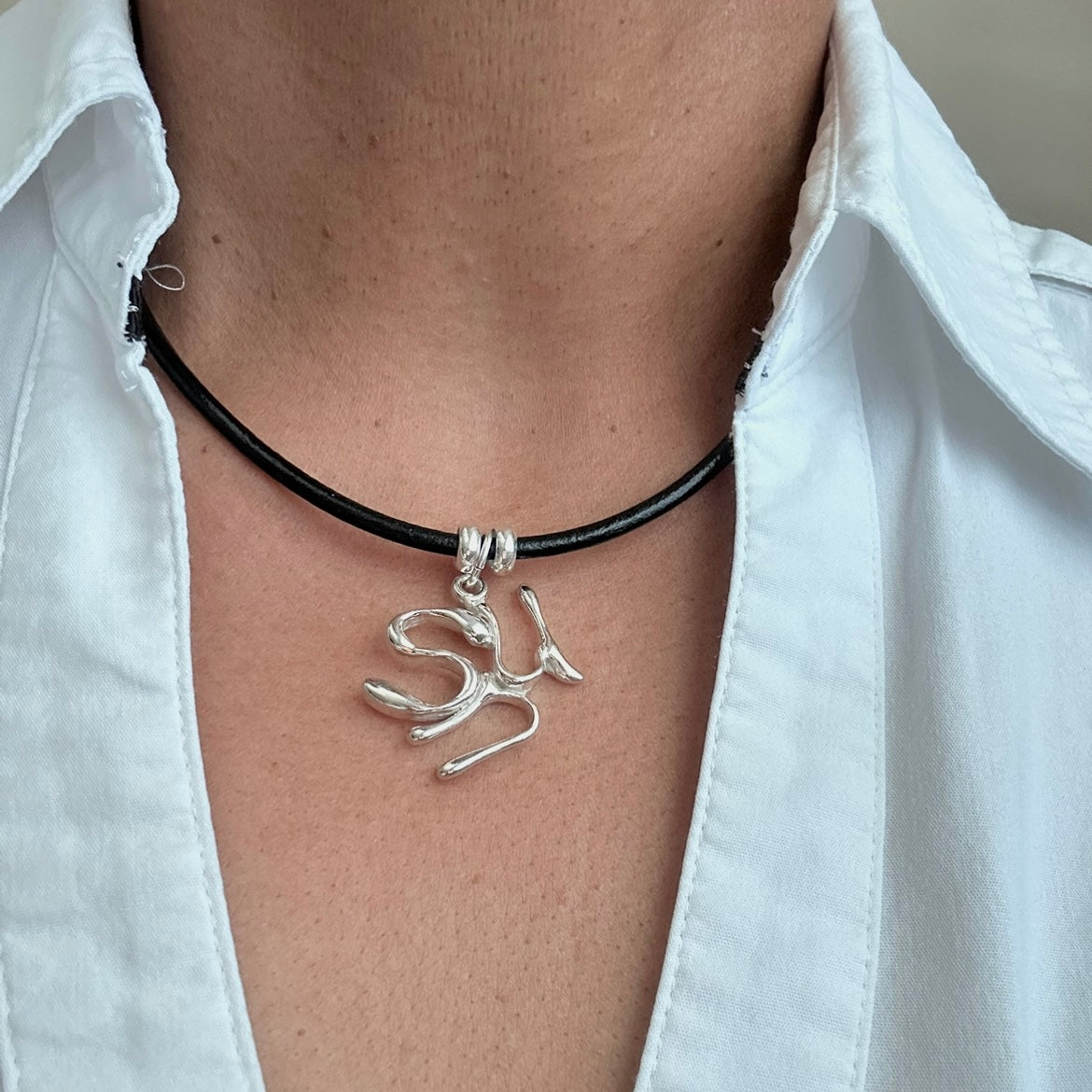 Sun - Sterling Silver with Leather Necklace