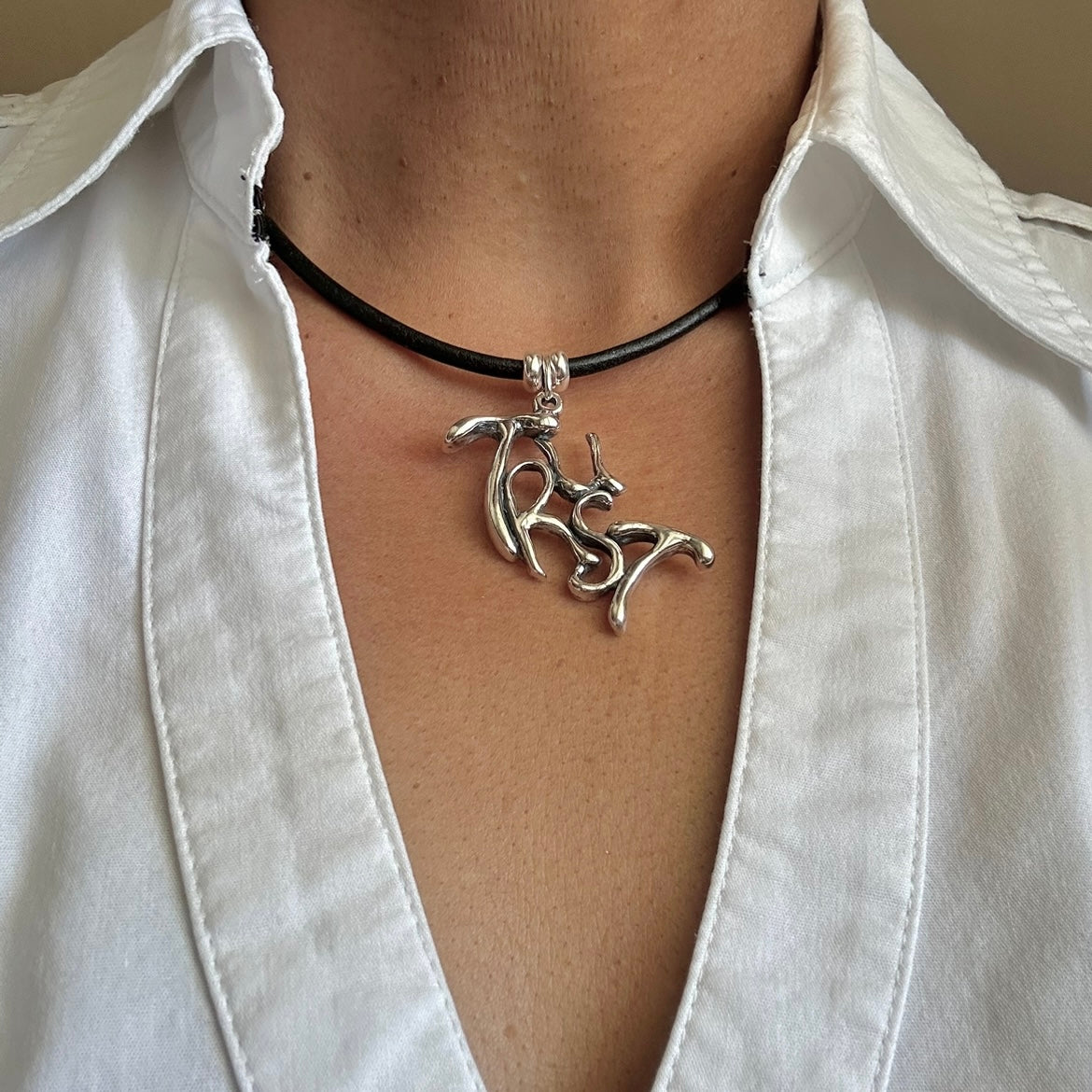 Trust - Sterling Silver with Leather Necklace