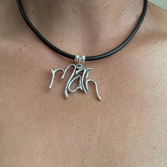 Math - Sterling Silver with Leather Necklace