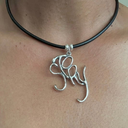 Story - Sterling Silver with Leather Necklace