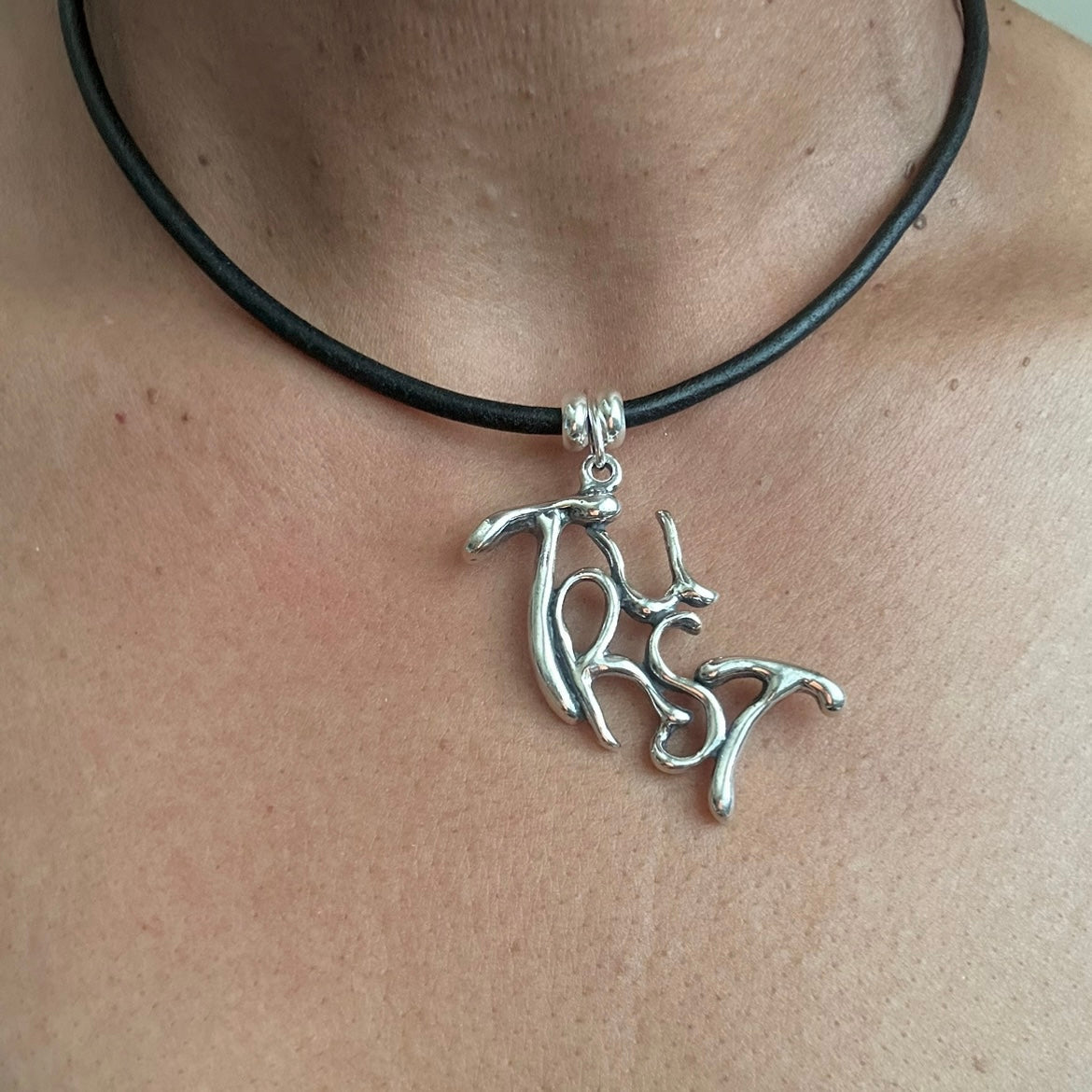 Trust - Sterling Silver with Leather Necklace