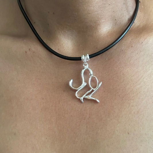 Soul- Sterling Silver with Leather Necklace