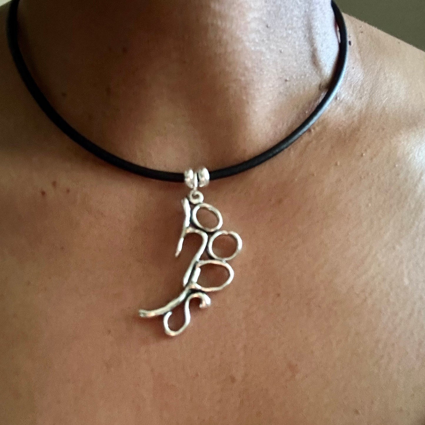 hoops - Sterling Silver with Leather Necklace