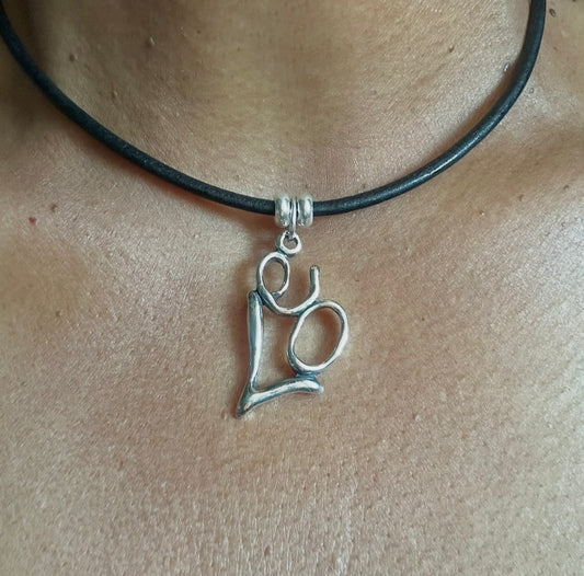 Leo - Sterling Silver with Leather Necklace