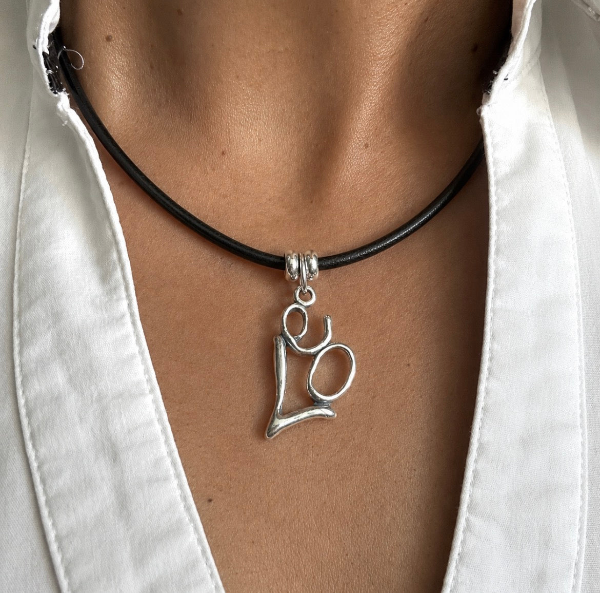 Leo - Sterling Silver with Leather Necklace