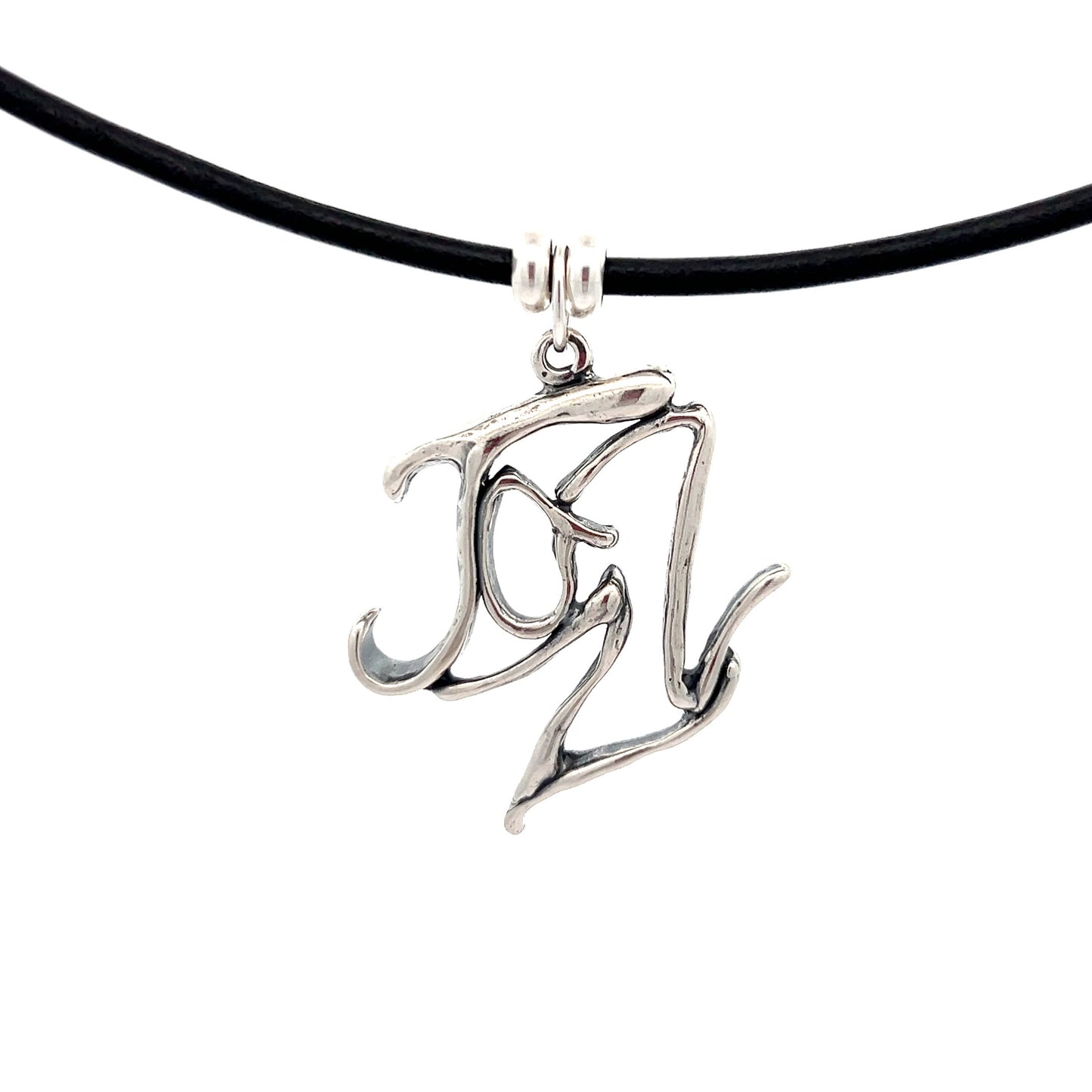 Word Art, Sterling Silver, Leather Necklace