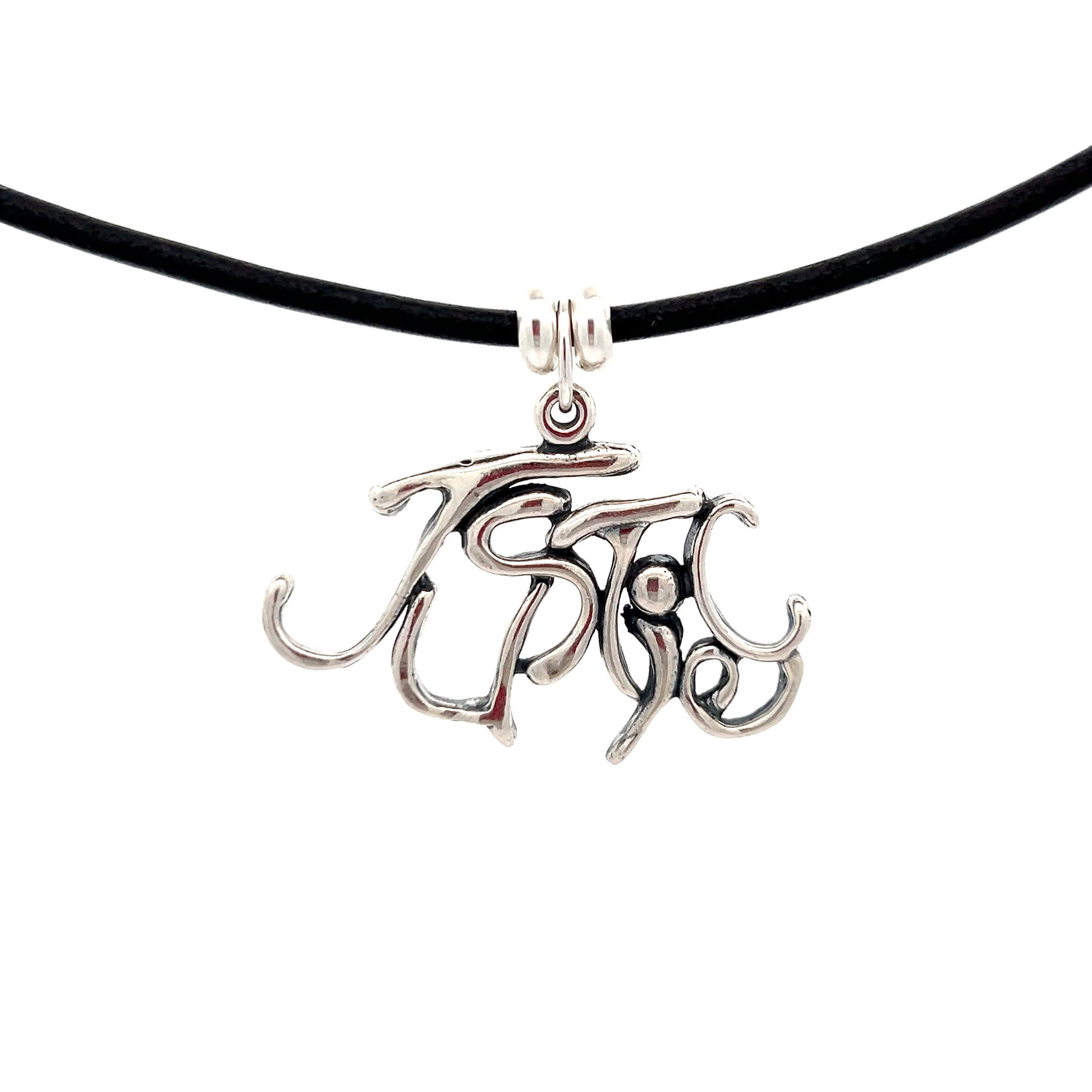 Word Art, Sterling Silver, Leather Necklace