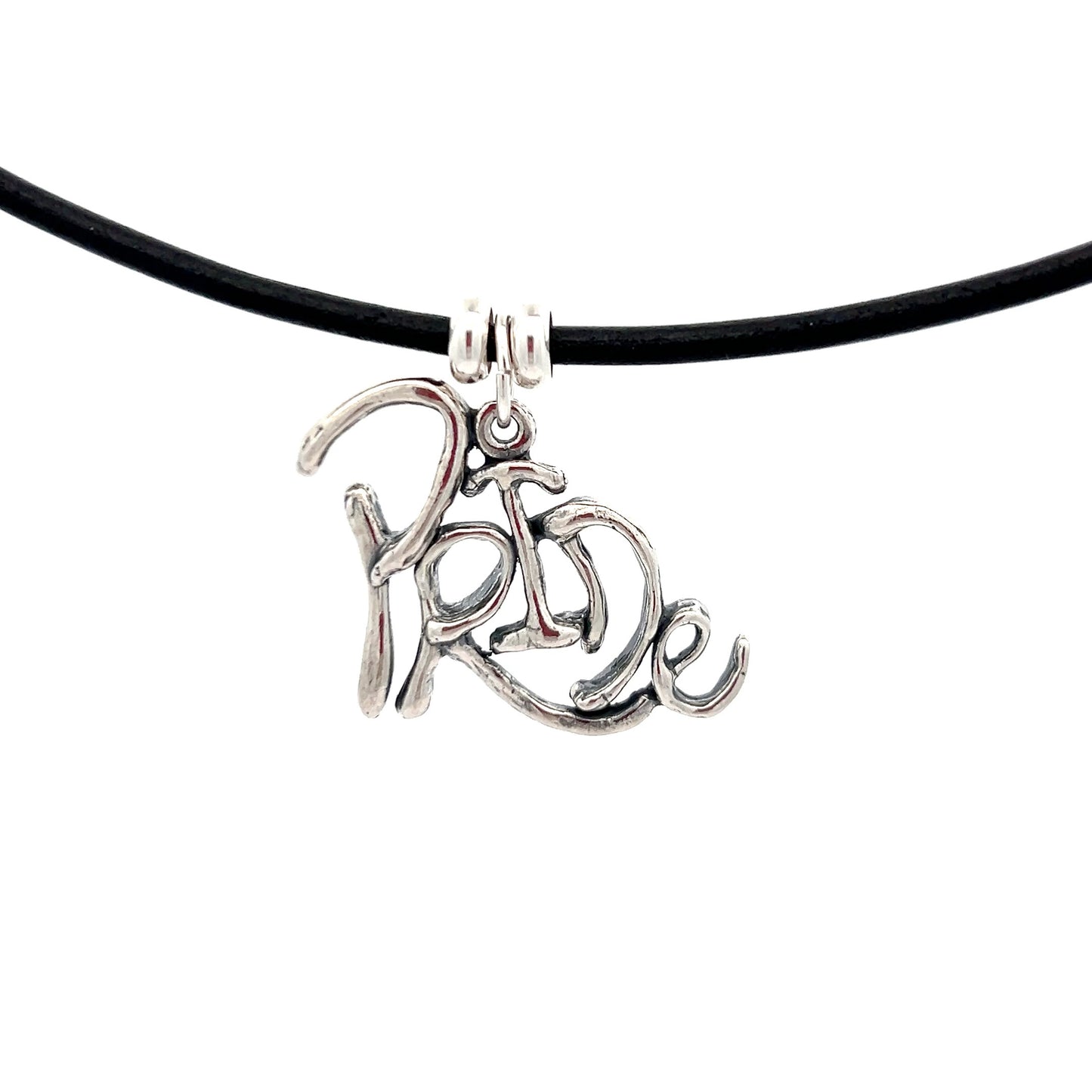 Word Art, Sterling Silver, Leather Necklace