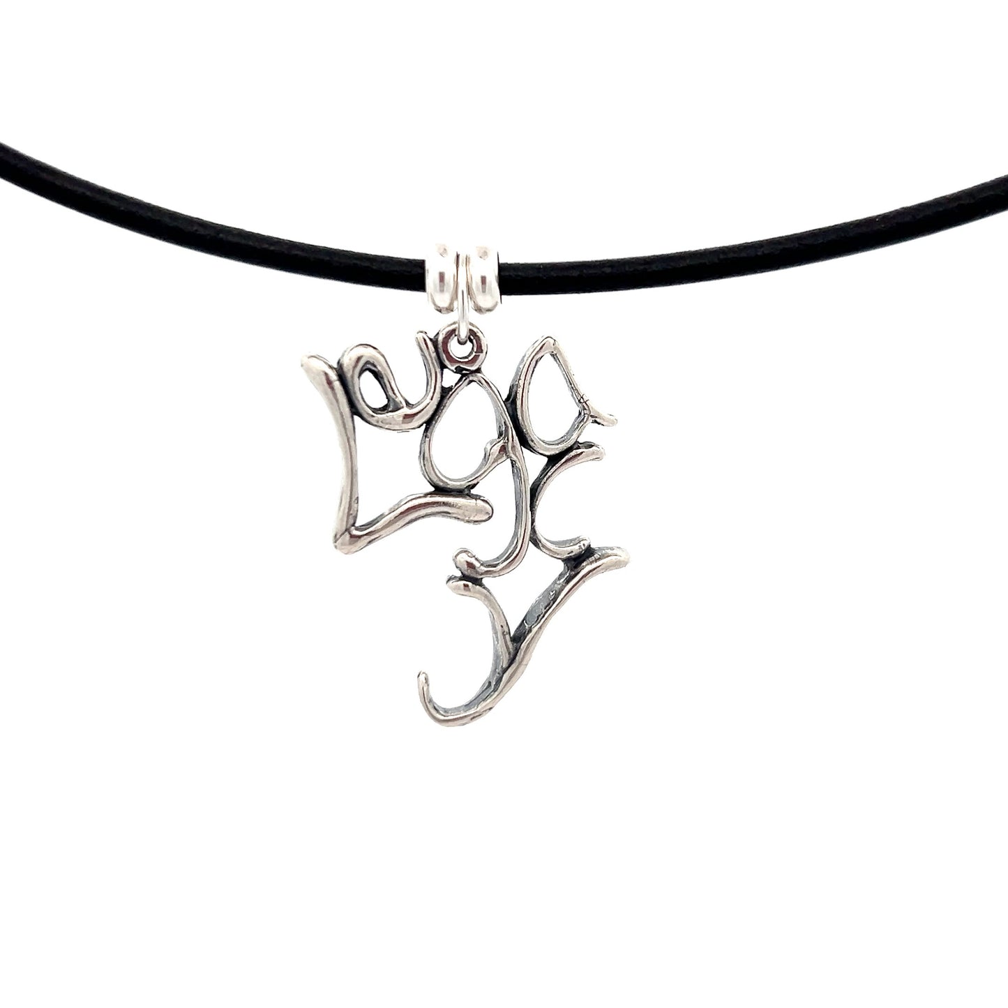 Word Art, Sterling Silver, Leather Necklace