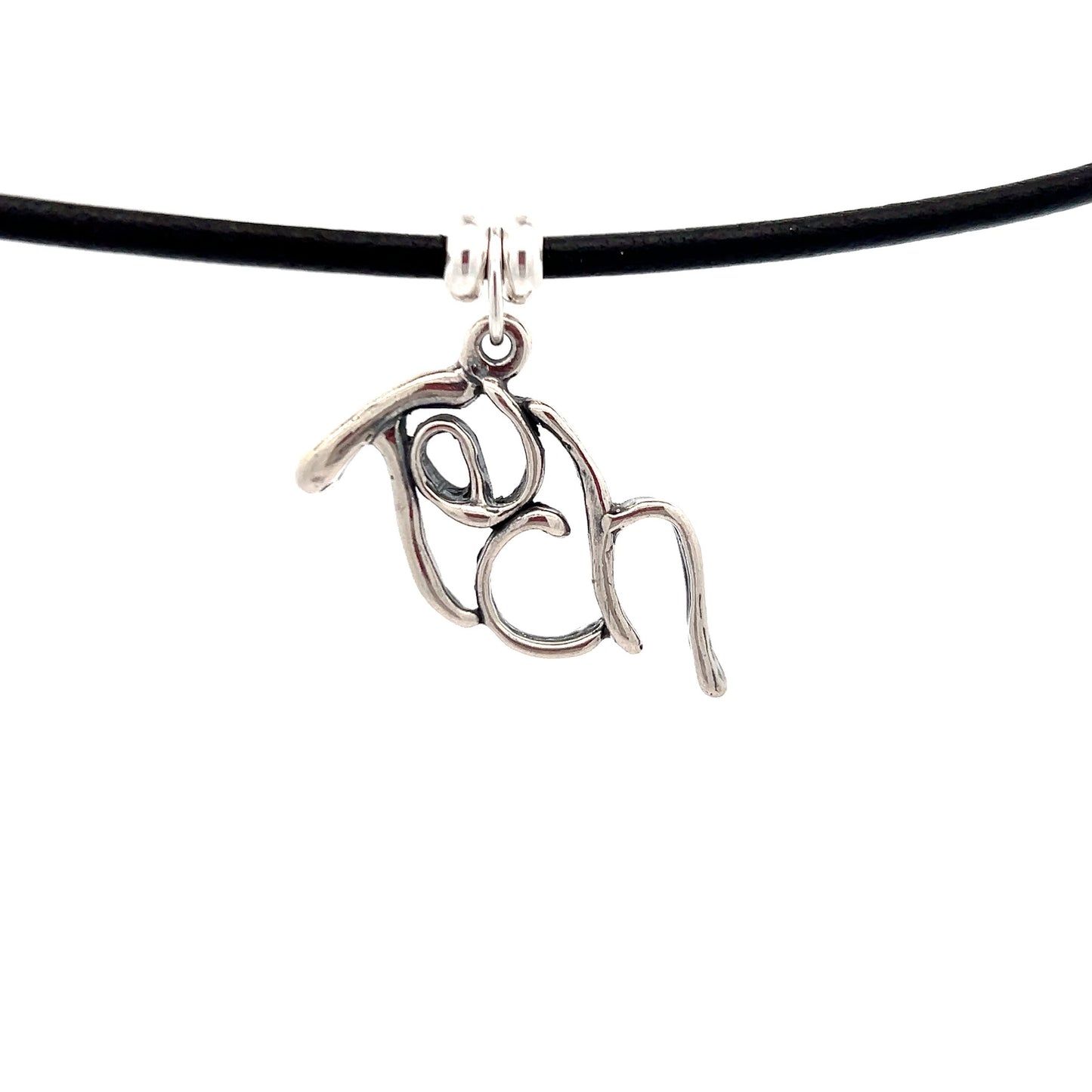 Word Art, Sterling Silver, Leather Necklace