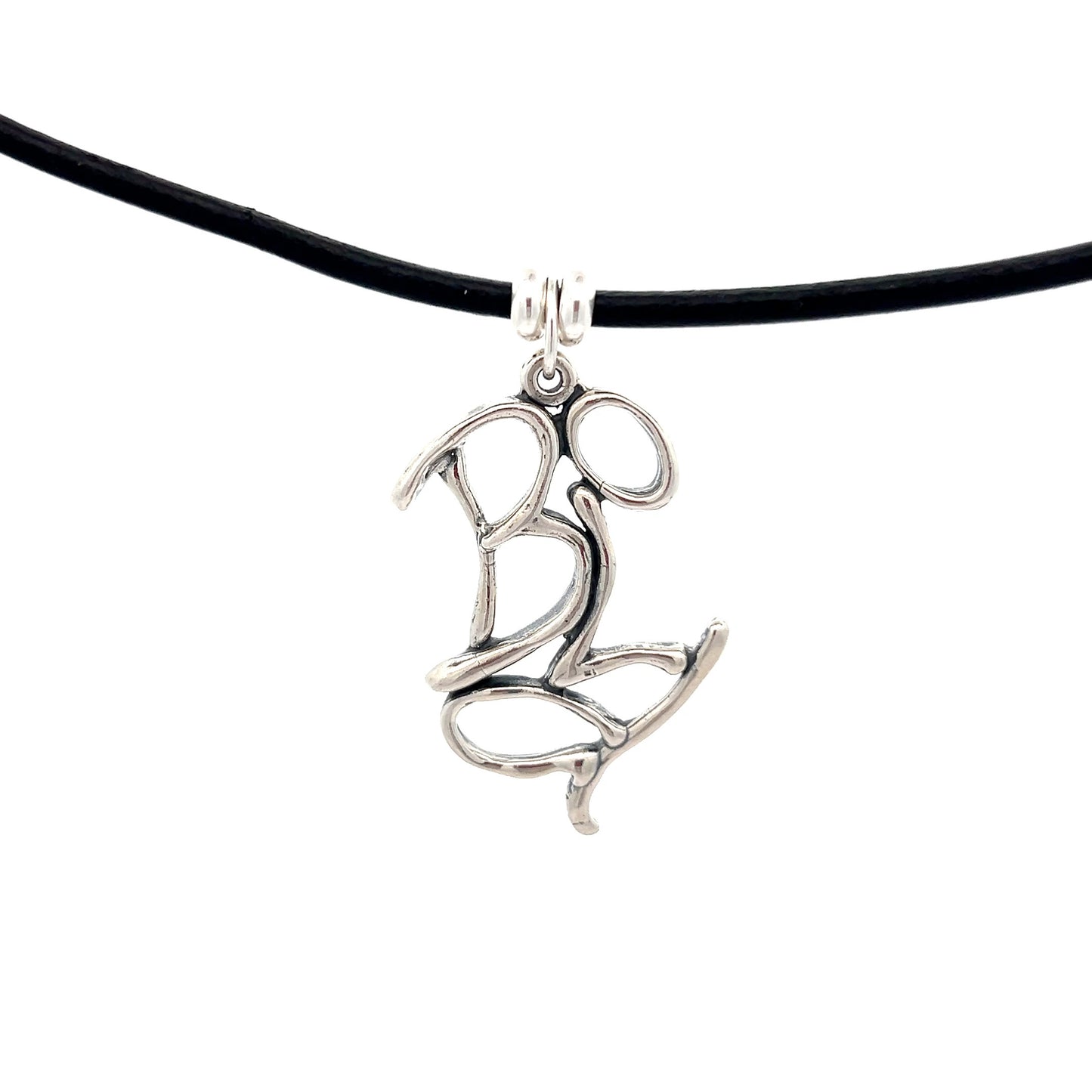 Word Art, Sterling Silver, Leather Necklace