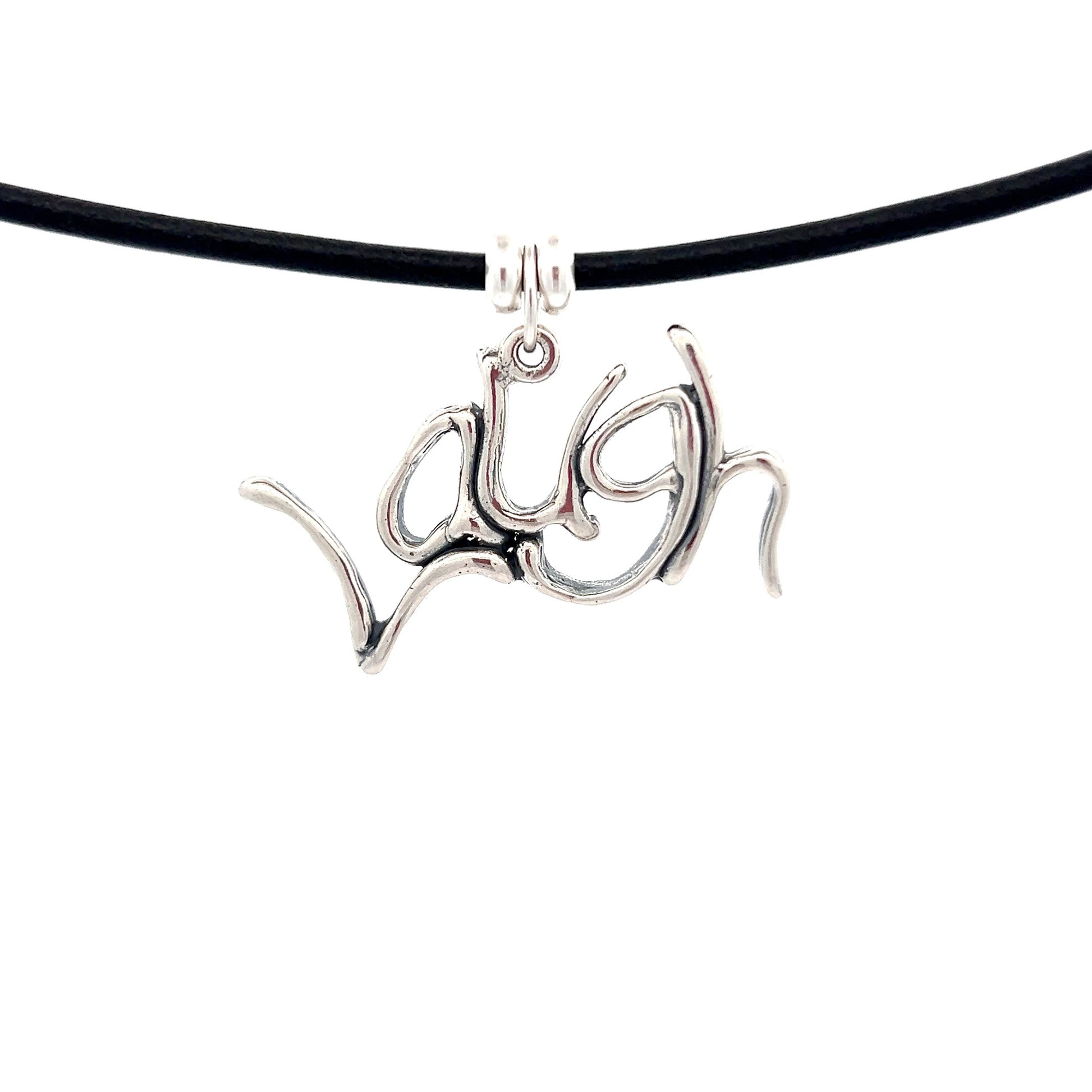 Word Art, Sterling Silver, Leather Necklace