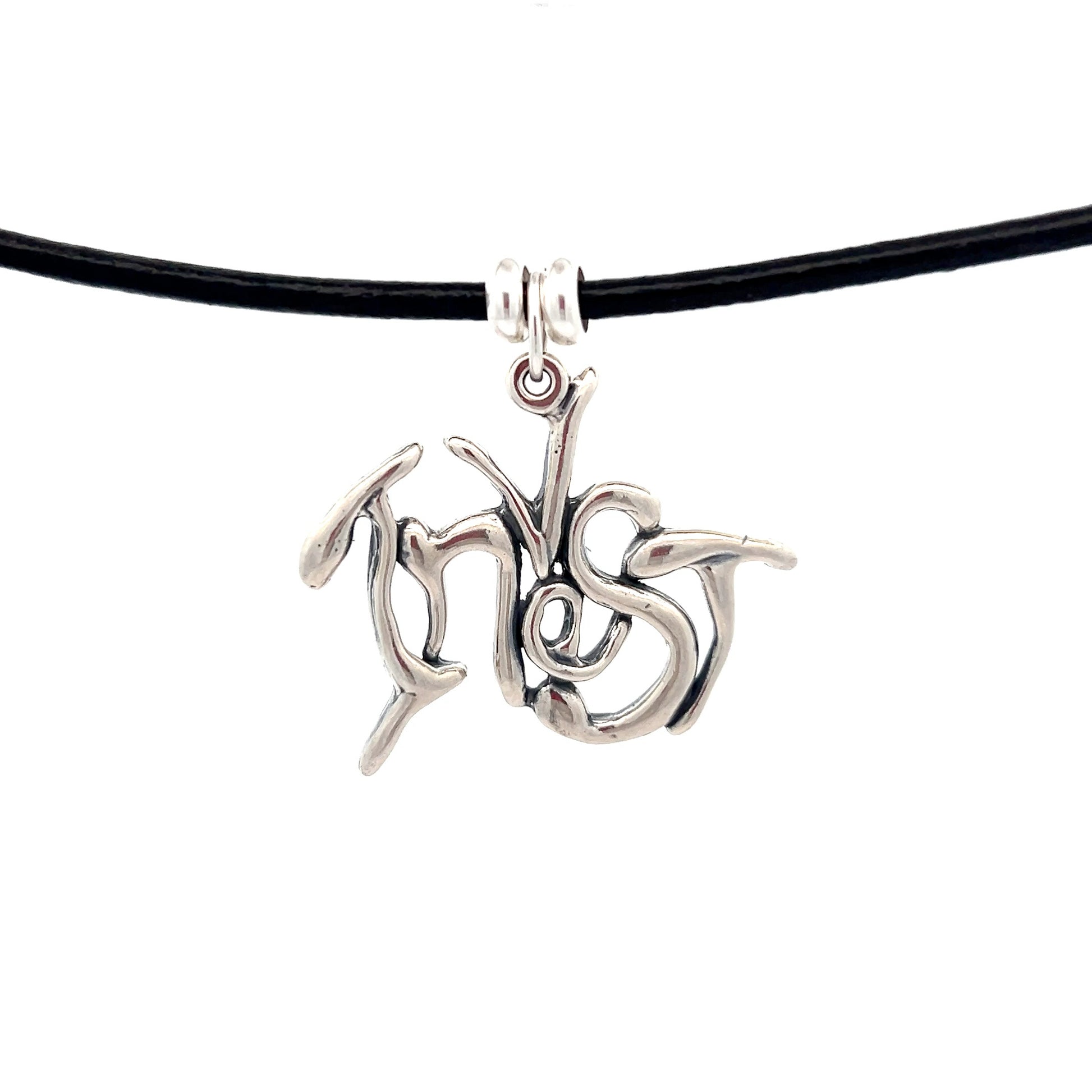 Word Art, Sterling Silver, Leather Necklace