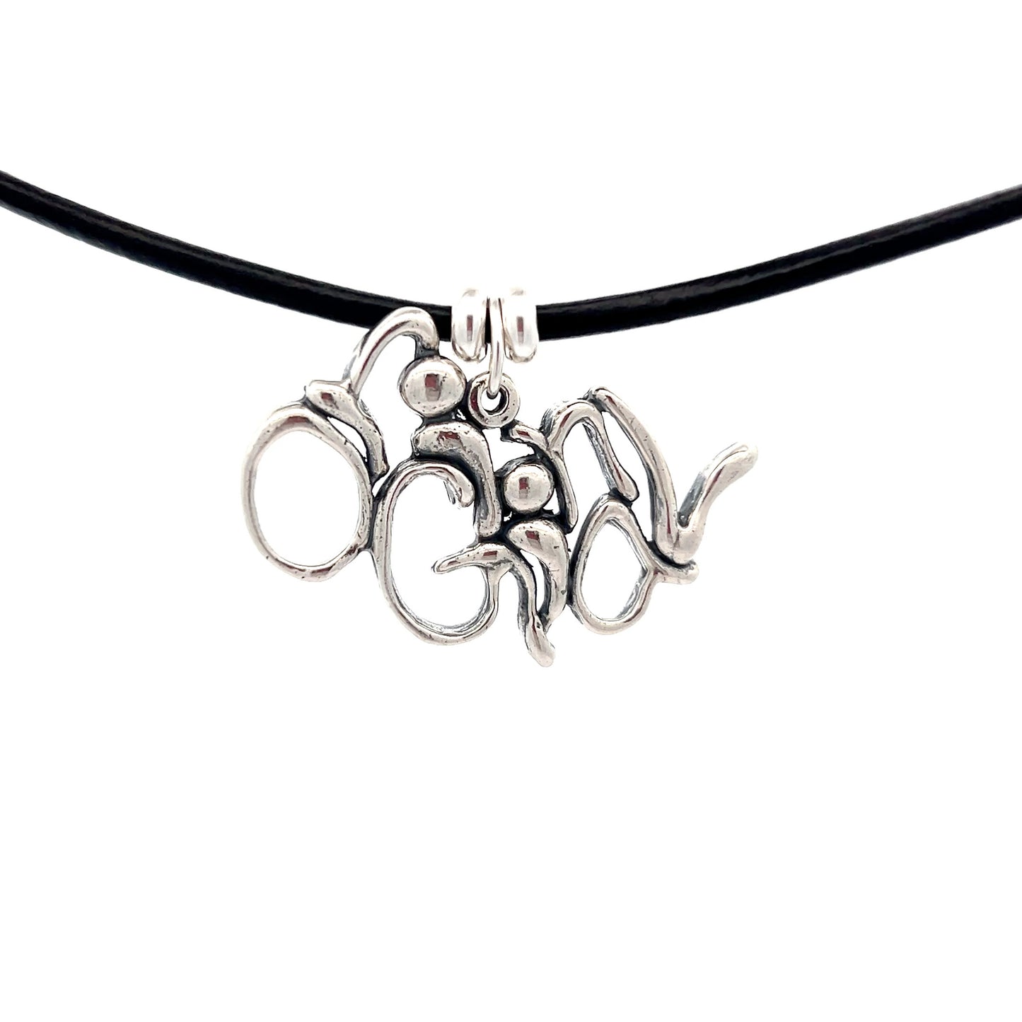 Word Art, Sterling Silver, Leather Necklace