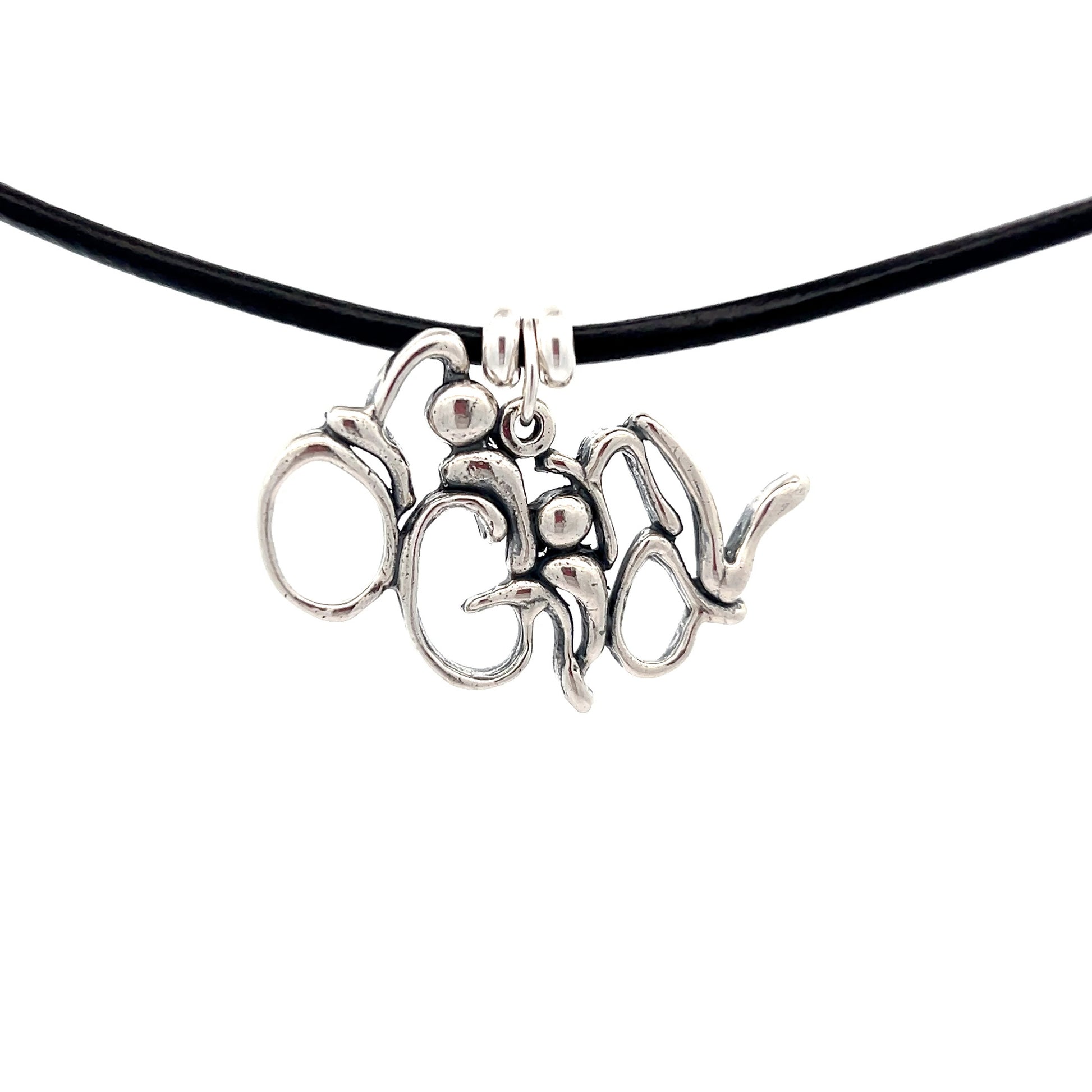 Word Art, Sterling Silver, Leather Necklace