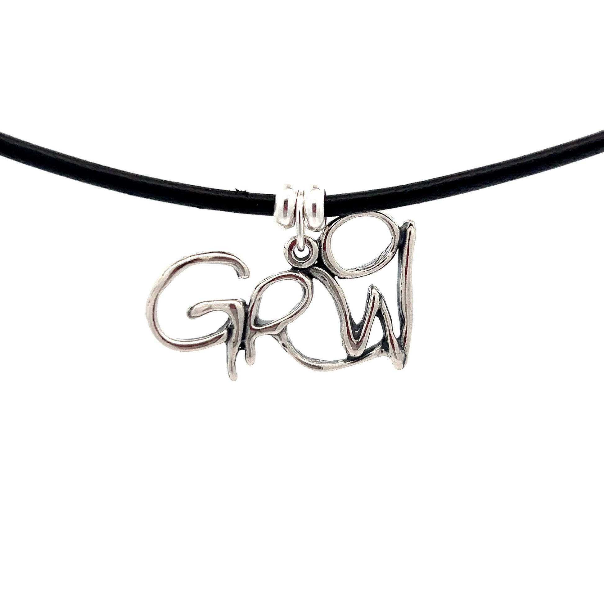 Word Art, Sterling Silver, Leather Necklace