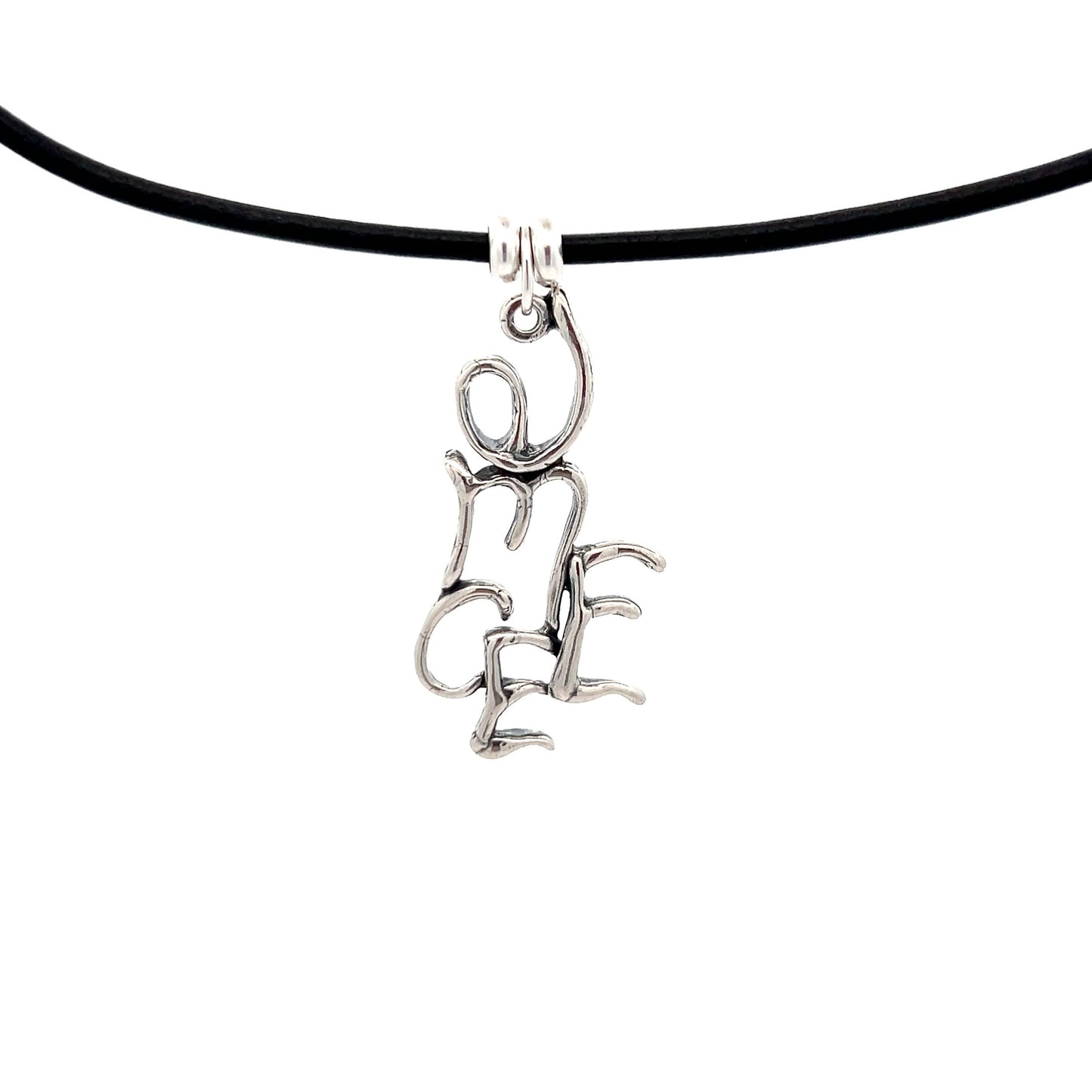 Word Art, Sterling Silver, Leather Necklace